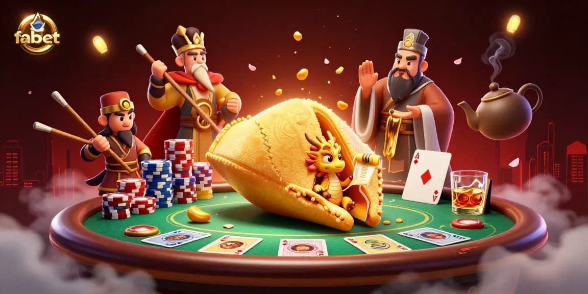 Win massive prizes at fabet with a dynamic poker scene featuring lucky dragon and golden fortune cookie