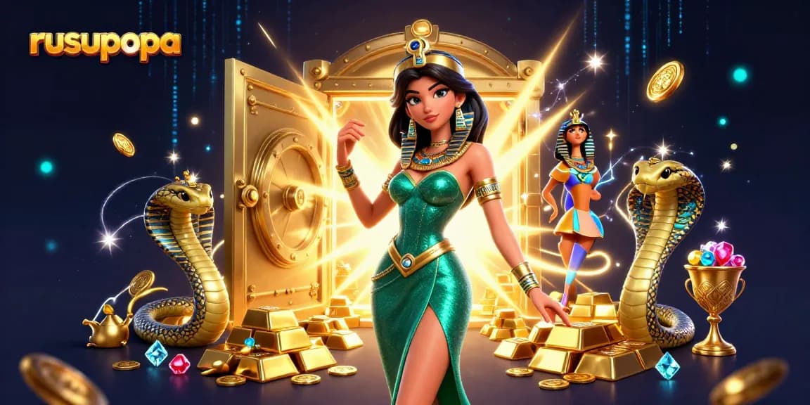 Experience thrilling gameplay at rusupopa with a stunning 3D illustration of casino riches and excitement.