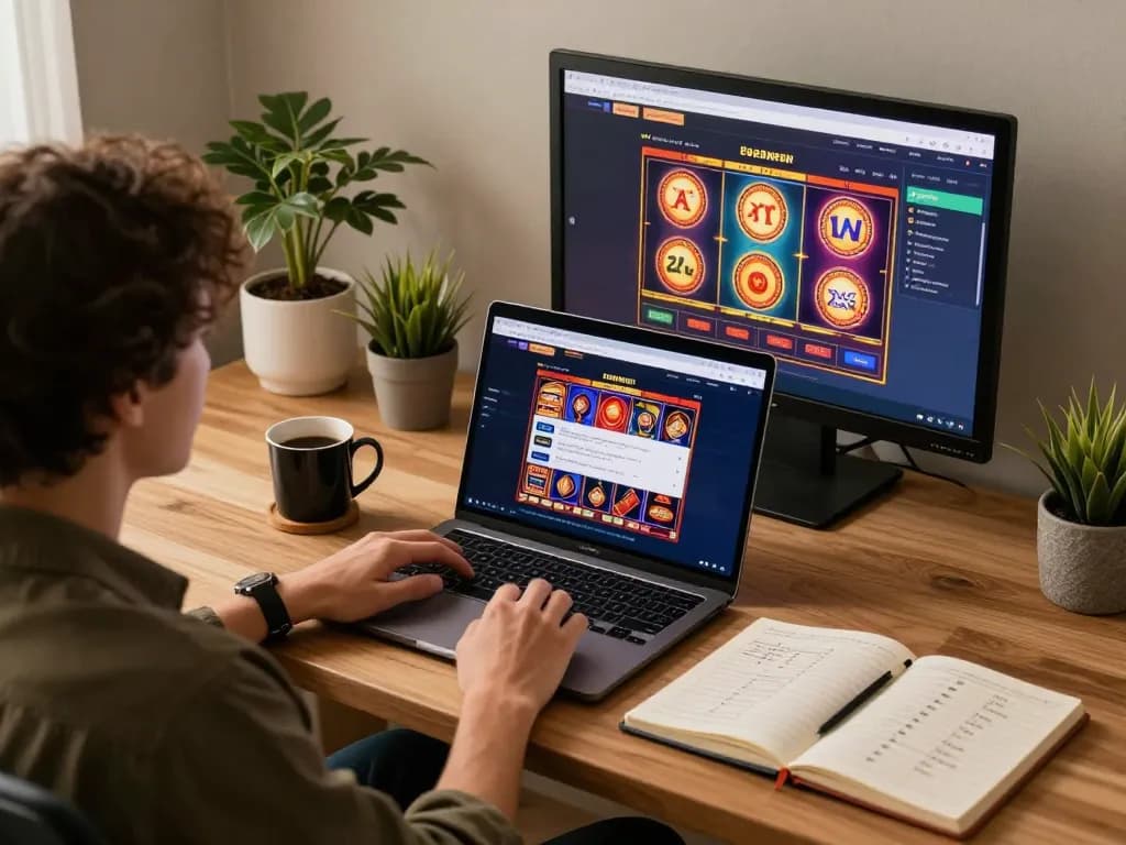 Player engaging with 888NEW online casino platform, showcasing an inviting gaming atmosphere and strategic approach.