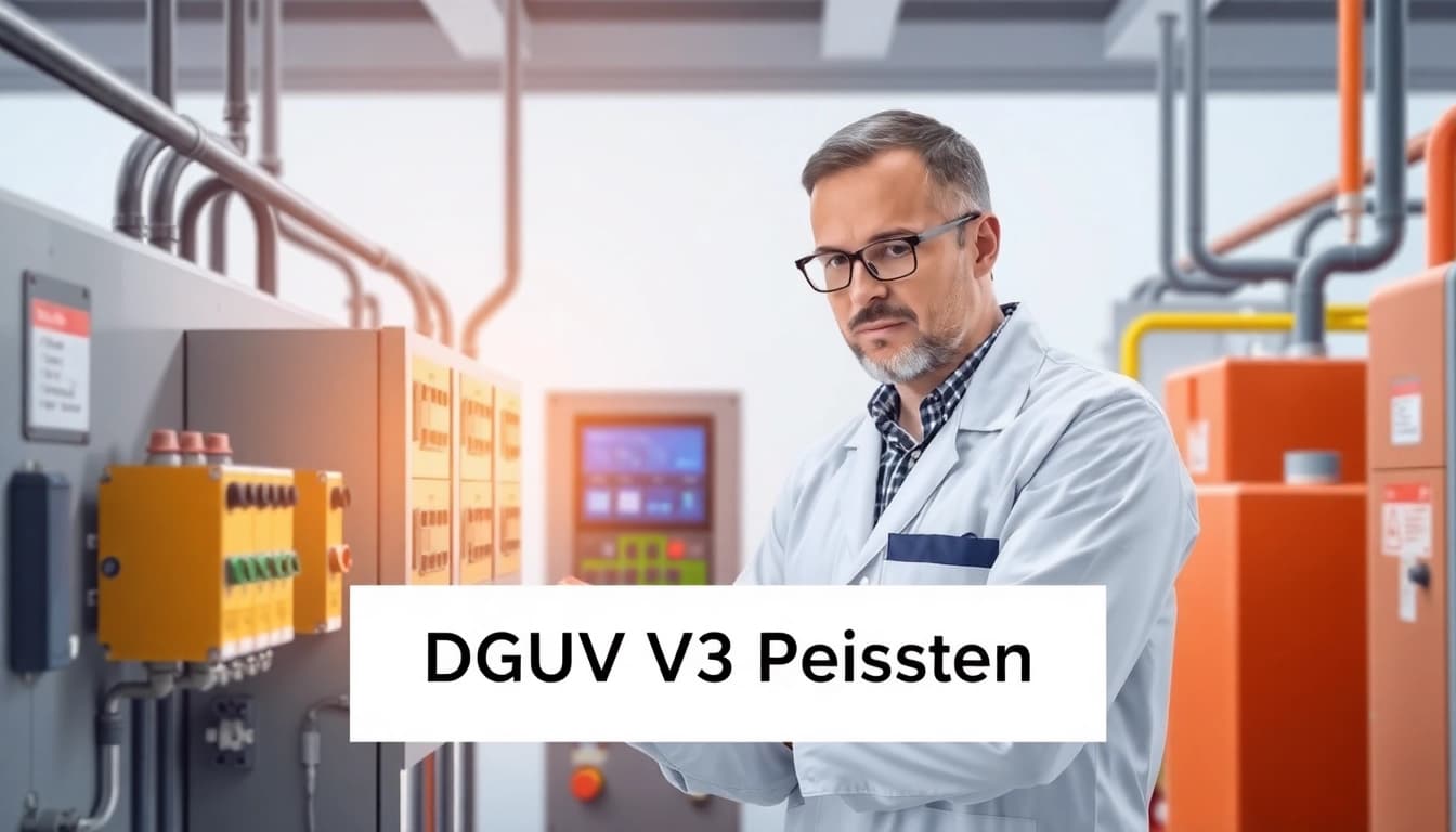 Expert performing a DGUV V3 Prüfung, ensuring electrical safety standards are met.