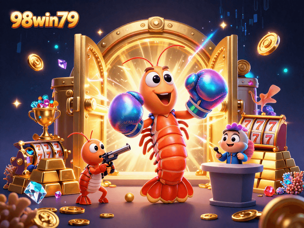 Engage with thrilling 98win79 gameplay at the casino featuring vibrant 3D cartoon characters.