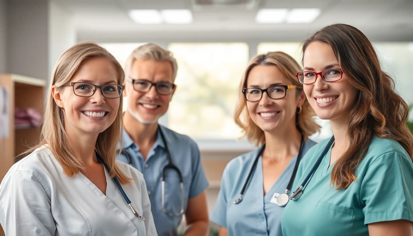 Pflegemarketing: Darstellung eines freundlichen Pflegeprofessionals, der sich um einen Patienten kümmert.