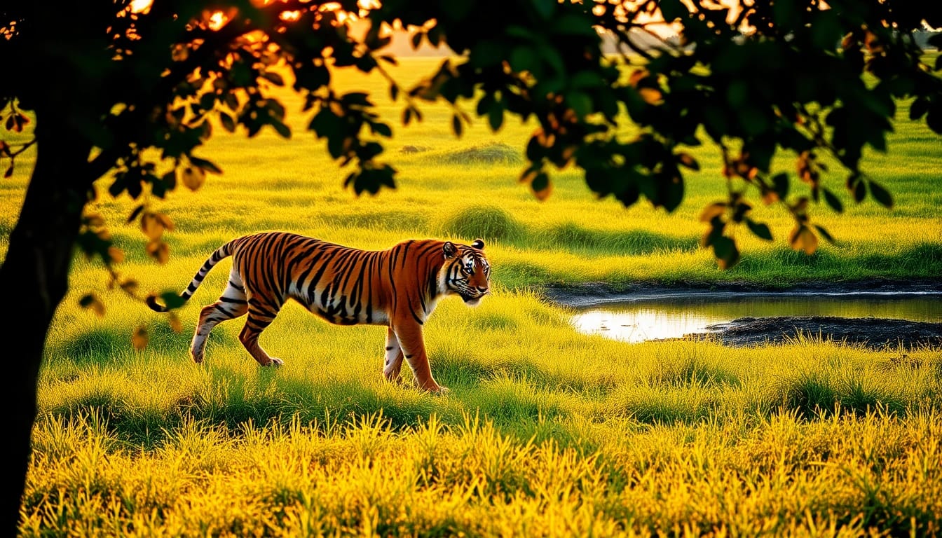 Experience the captivating allure of the top best tiger safari tours in India, featuring a regal Bengal tiger in its natural habitat.