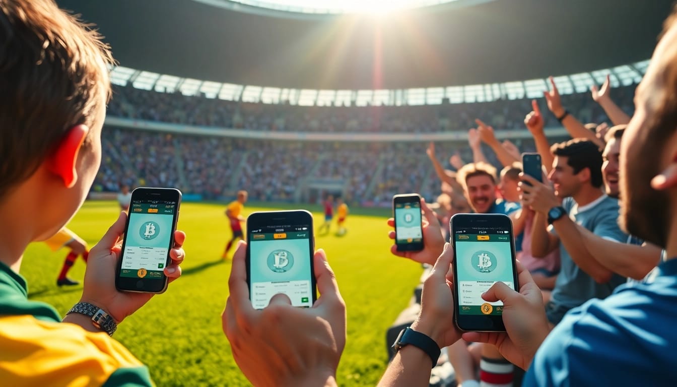 Experience the thrill of soccer betting with bitcoin as fans cheer for their teams.