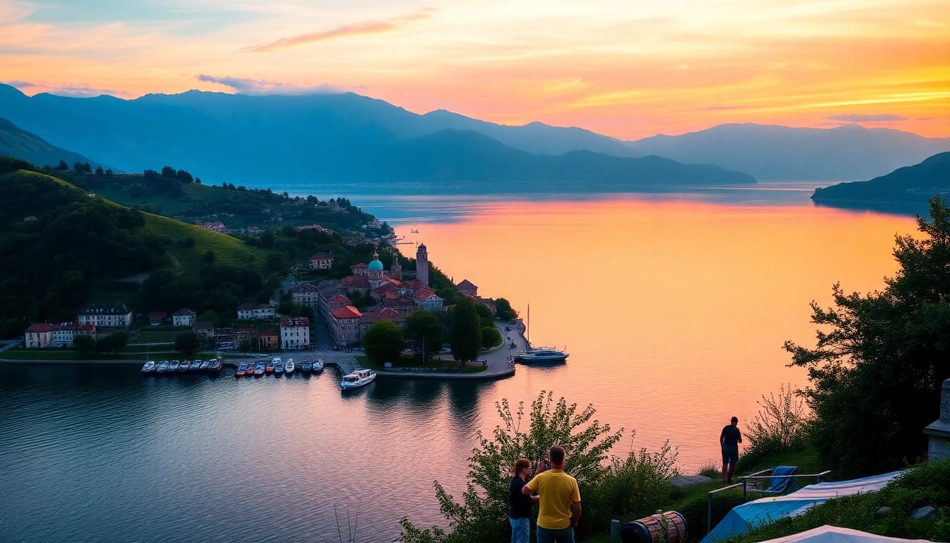 Gardasee-Reisetipps – Malerischer Sonnenuntergang über dem Gardasee mit Aktivitäten.
