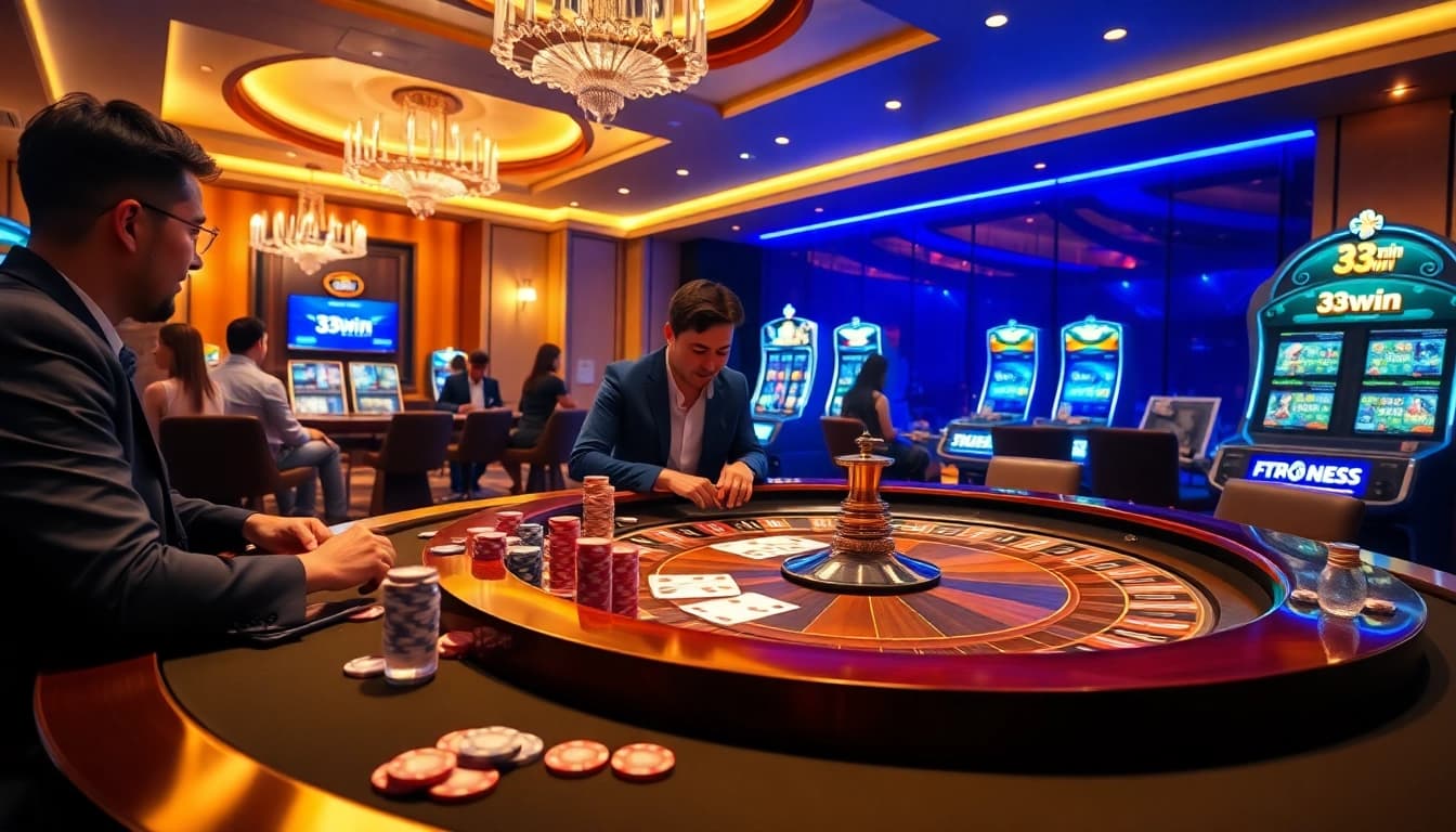 Players enjoying a thrilling poker game at 33win online casino.