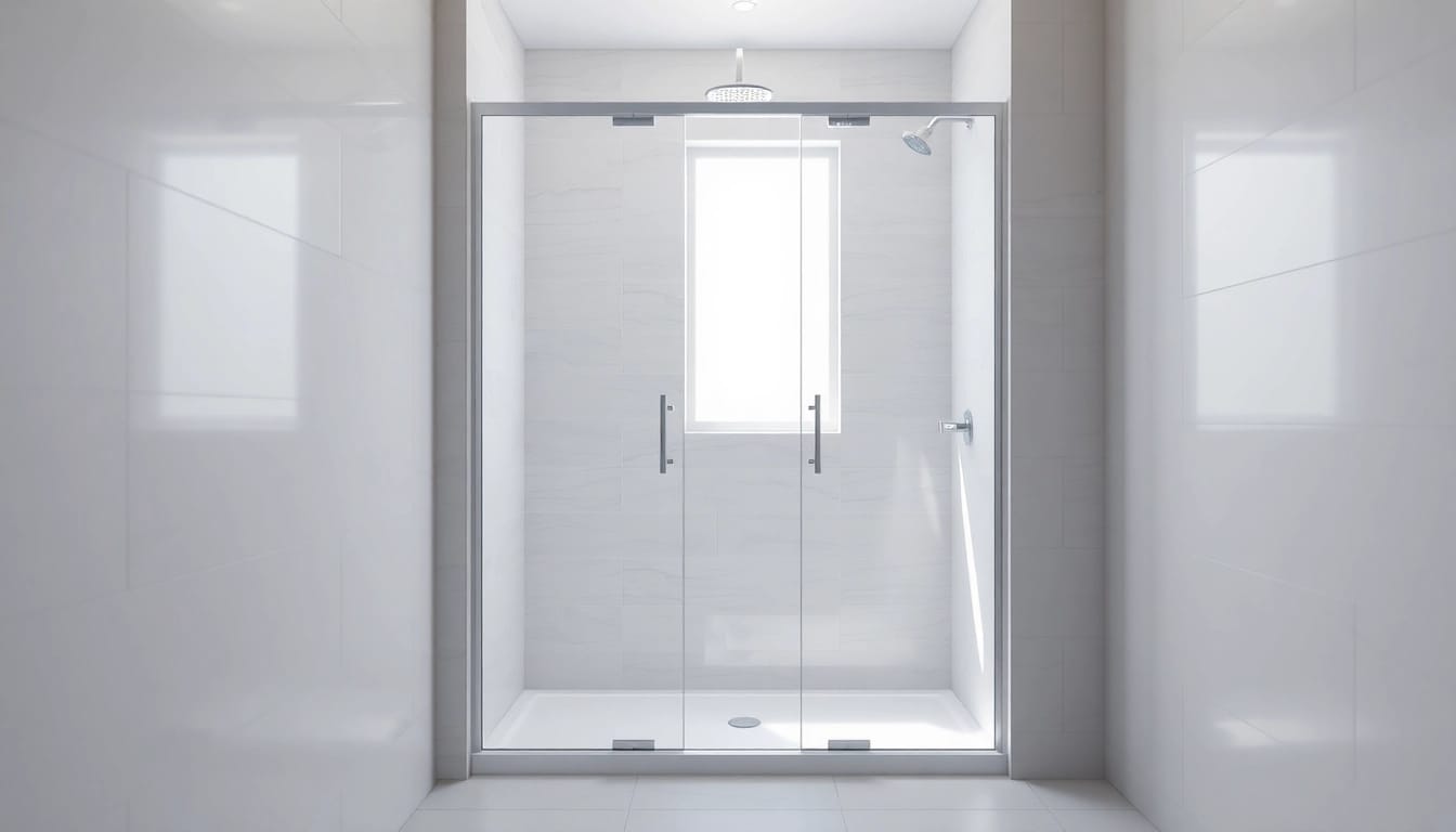 Duschkabine 80x80 in modernem Badezimmer mit eleganten Glasdetails.