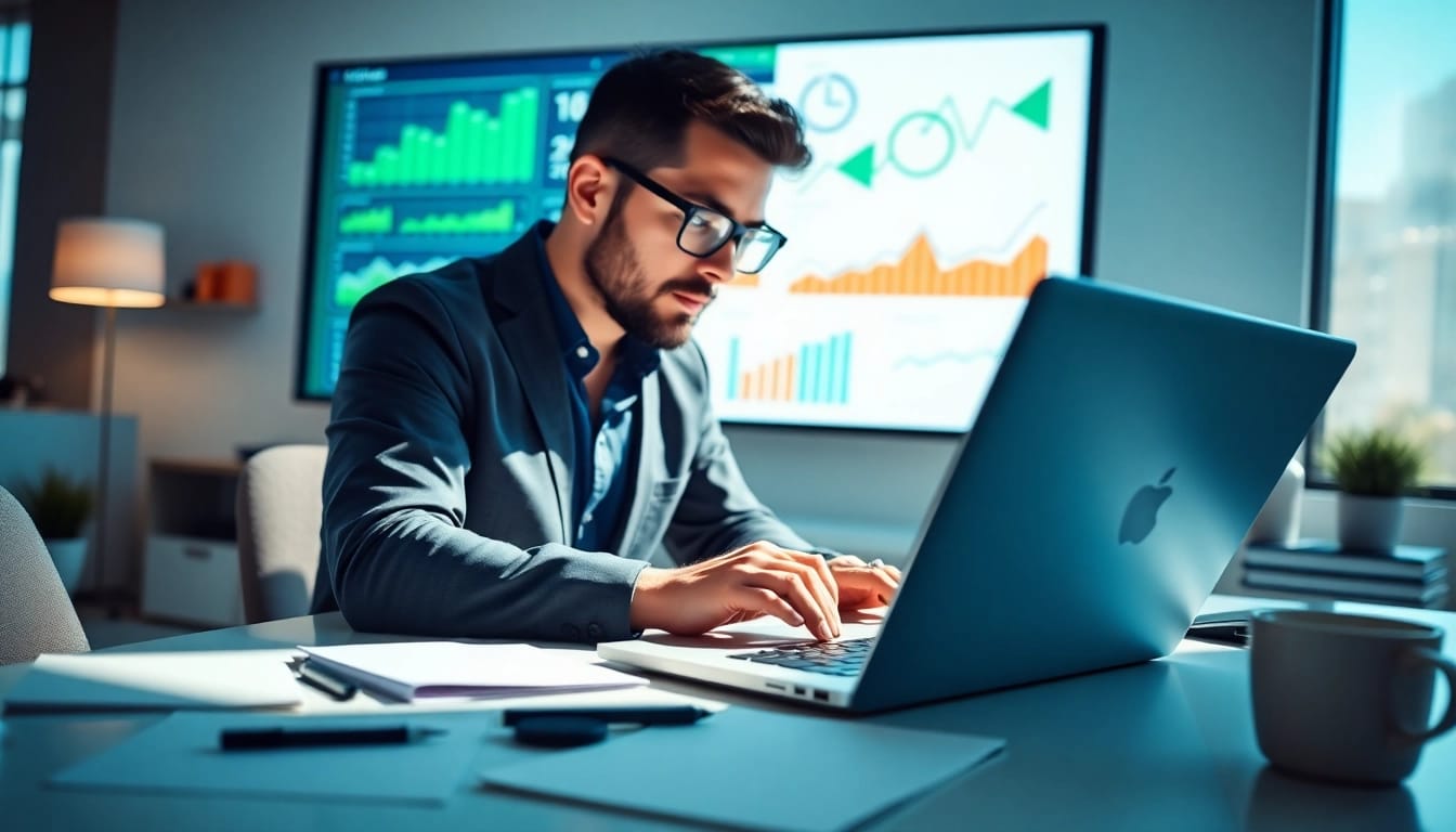 Erhalten Sie wertvolle SEO Tipps von einem Experten in einem modernen Büroumfeld.