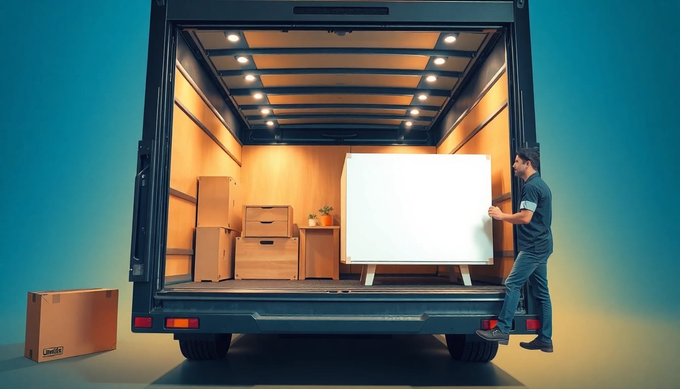 Professionelles Team von umzugsunternehmen saarbrücken während eines Umzugs, Möbel sicher transportiert.
