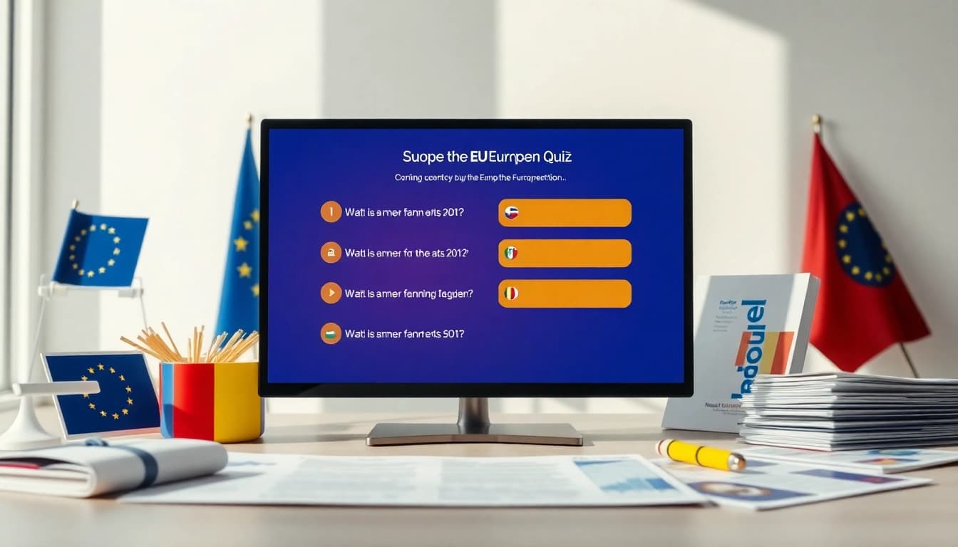 Interaktive Frage zu Quiz zur Europäischen Union auf Bildschirm.
