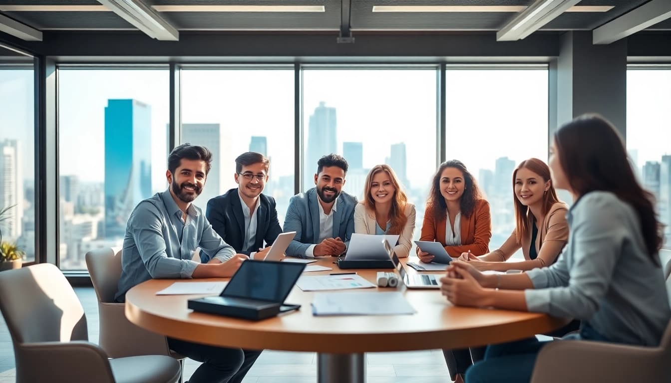 Die Personalvermittlung fördert die Zusammenarbeit in einem modernen Büro mit einem vielseitigen Team.