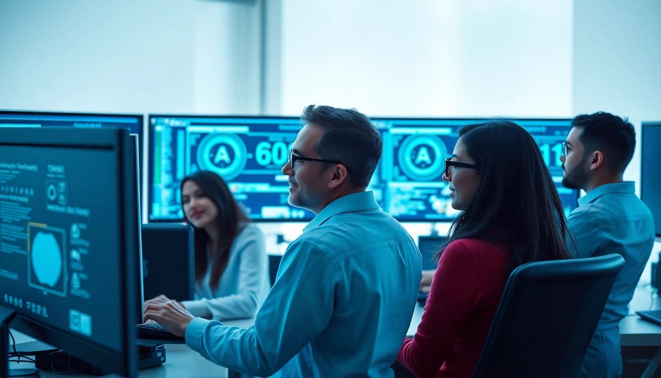 Modern AI research workspace showcasing collaborative team efforts in 18+ AI innovation.