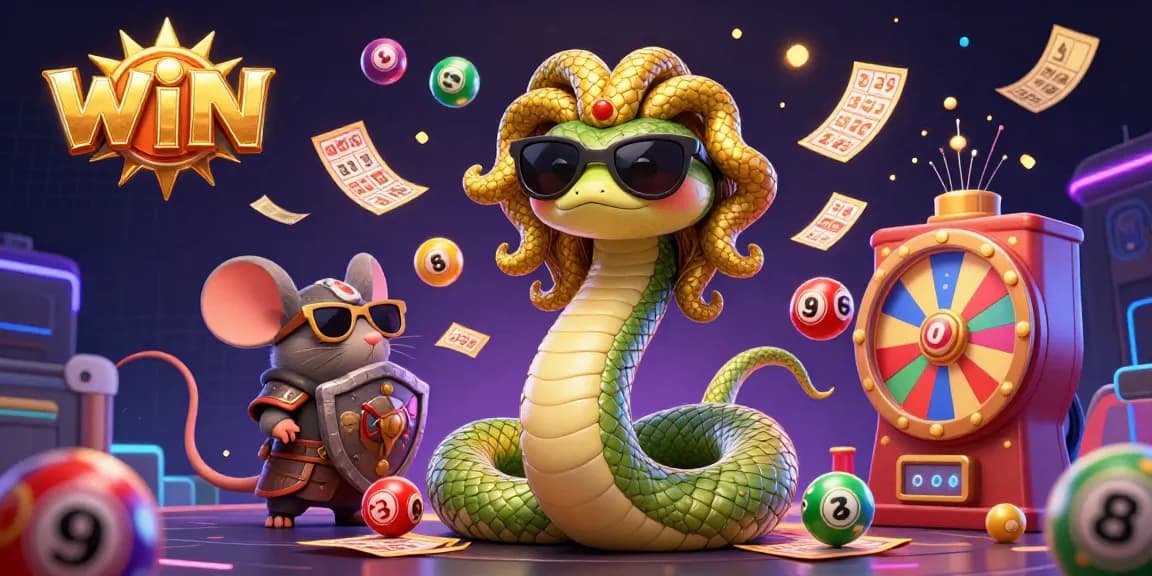 Experience thrilling gaming at Sun win with vibrant lottery elements and charming characters in action.