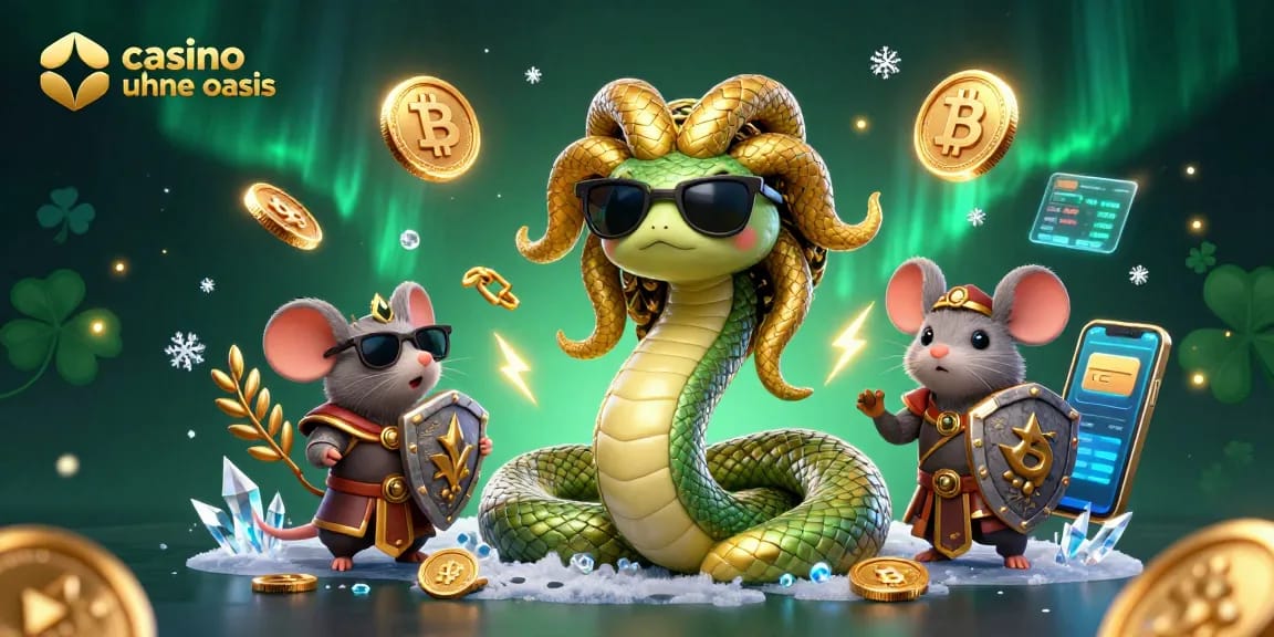 Experience the thrill at casino ohne oasis with vibrant Medusa and crypto elements in a dynamic setting.