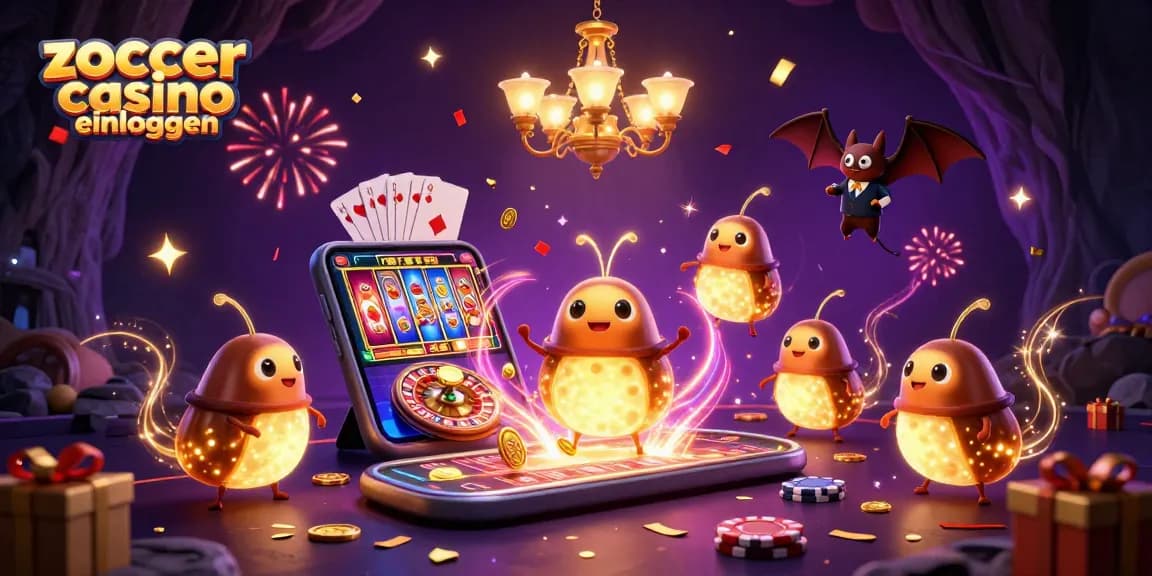 Erlebe das Zoccer Casino Einloggen mit leuchtenden Glühwürmchen und aufregenden Casino-Elementen!