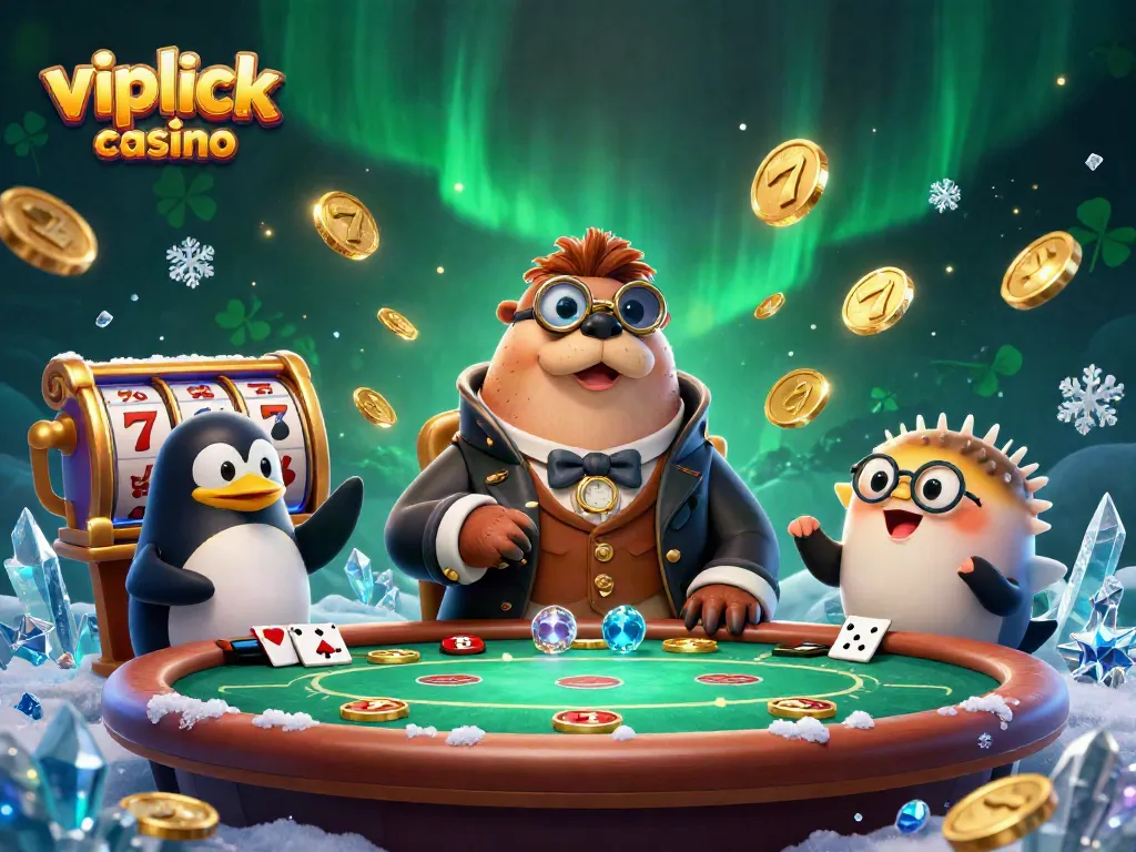 Experience the thrill of vipluck casino with characters at an underwater poker table, surrounded by dynamic casino elements.