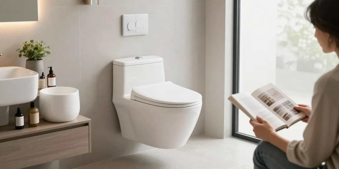 Stijlvolle toiletpotinstallatie in een moderne badkamer met verschillende ontwerpen en accessoires.