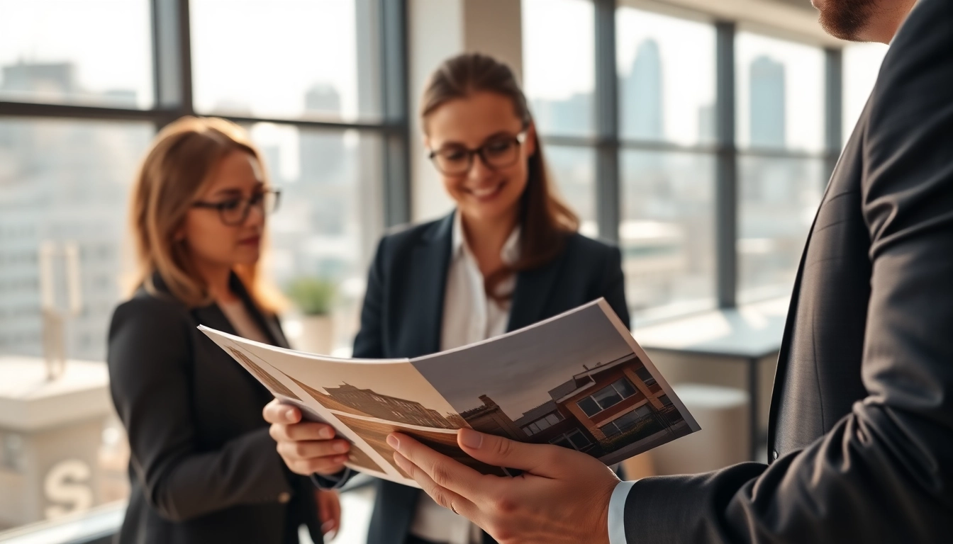 Immobilienmakler Frankfurt Sachsenhausen berät Kunden in einem modernen Büro über Immobilien.
