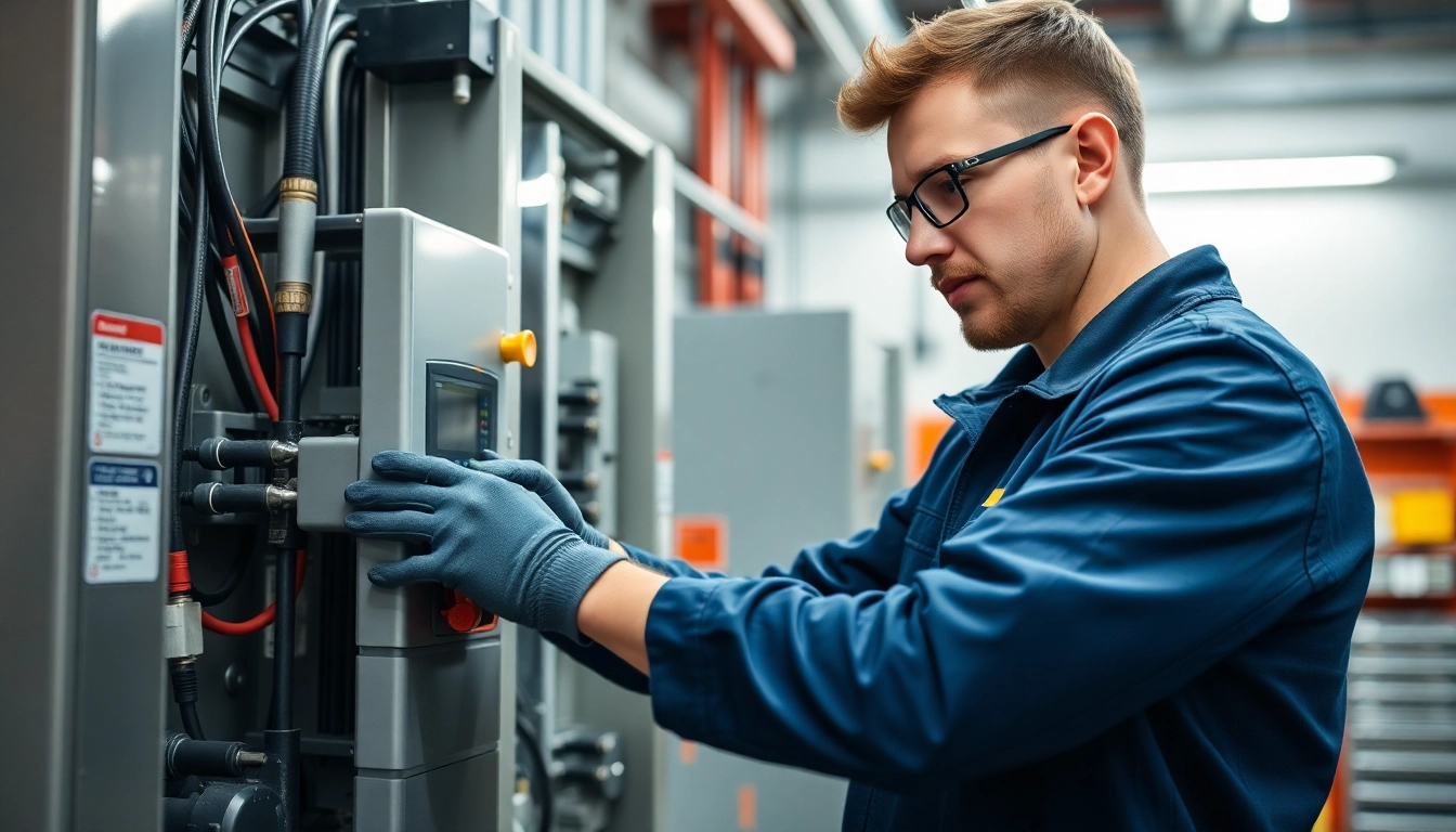 Technician conducting a DGUV V3 Prüfung on electrical devices to ensure workplace safety and compliance.