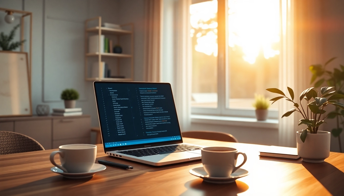 Optimierte Software Hilfe auf einem Laptop in einem modernen Büro mit natürlichem Licht.
