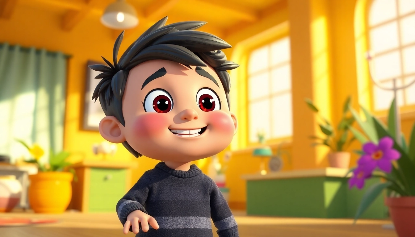 Animationsagentur präsentiert kreative Animation mit einem lebendigen 3D-Charakter in einer dynamischen Szene.