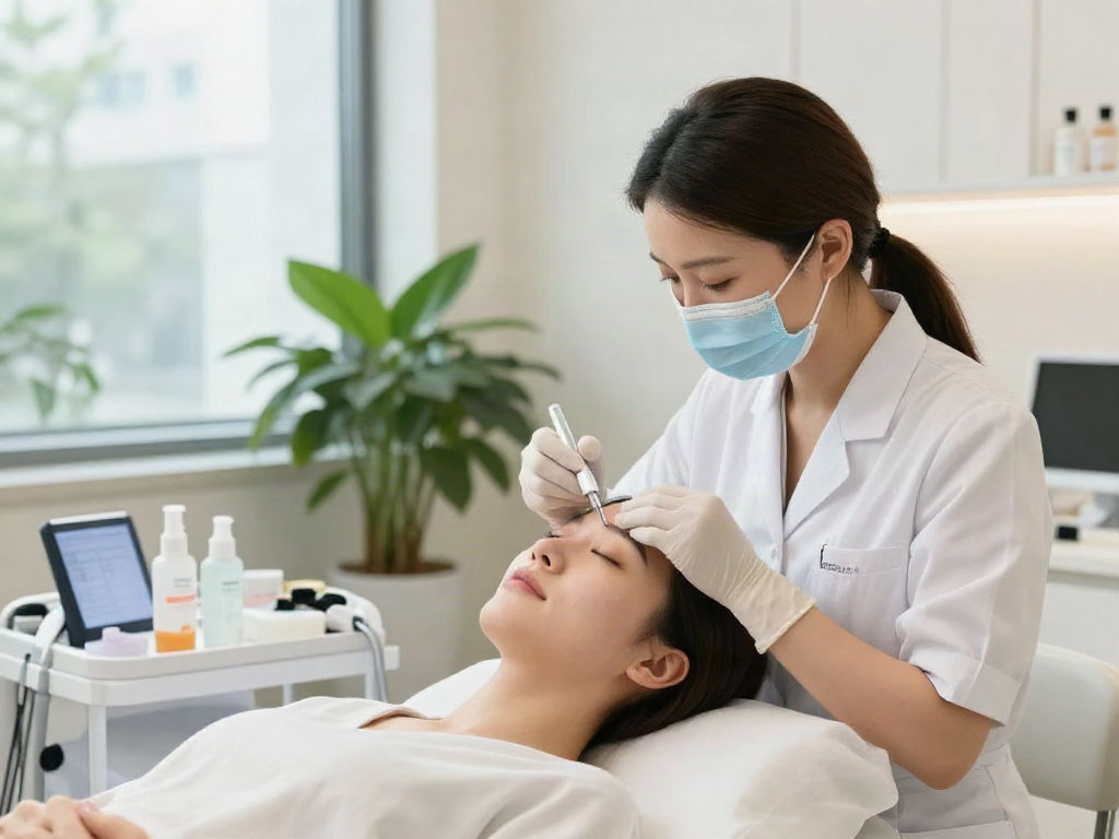 Augenringe entfernen mit CCeye® Behandlung in einem modernen Schönheitssalon.