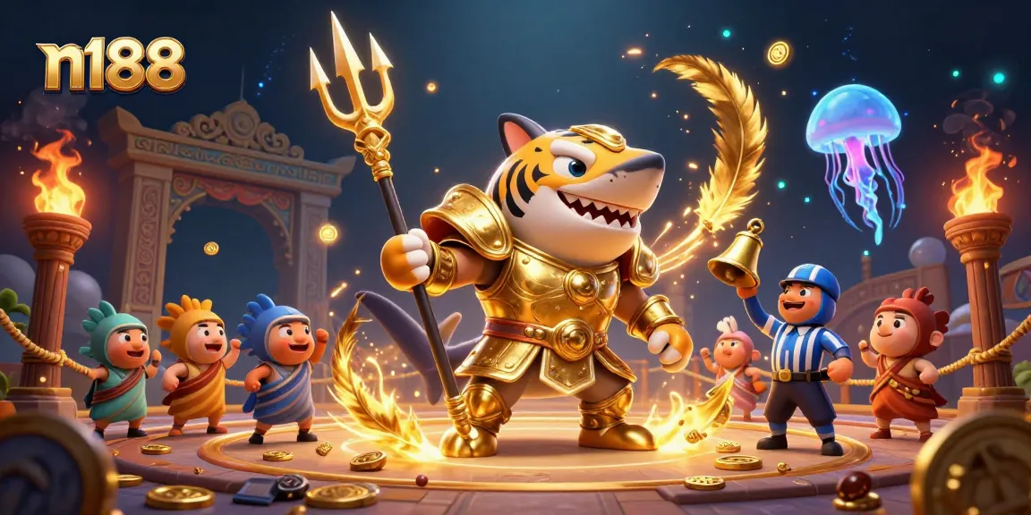 Experience thrilling gameplay at n188 with an underwater colosseum featuring tiger sharks and betting elements.
