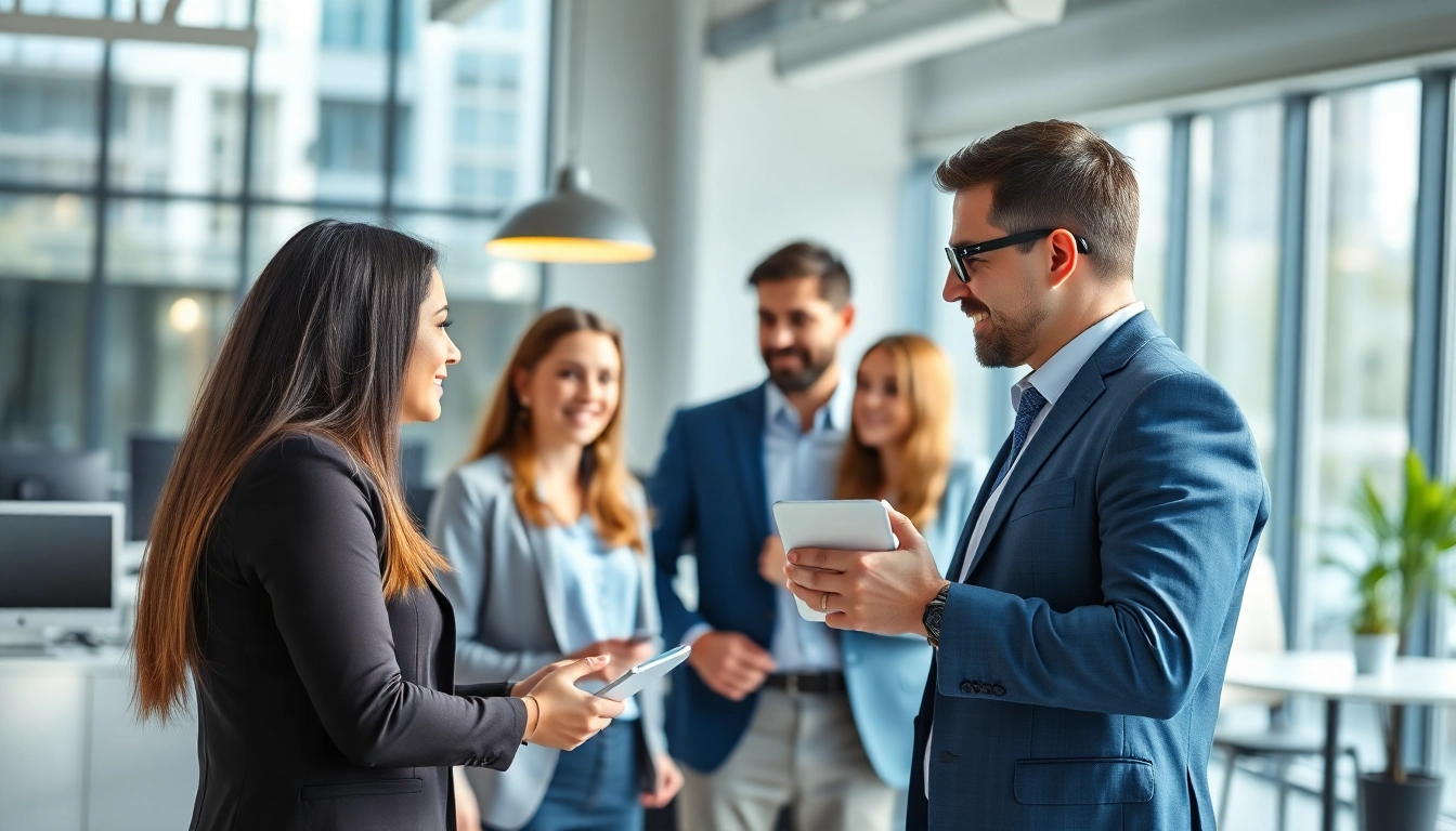 Headhunter IT in action during a recruitment meeting with professionals in a modern office.