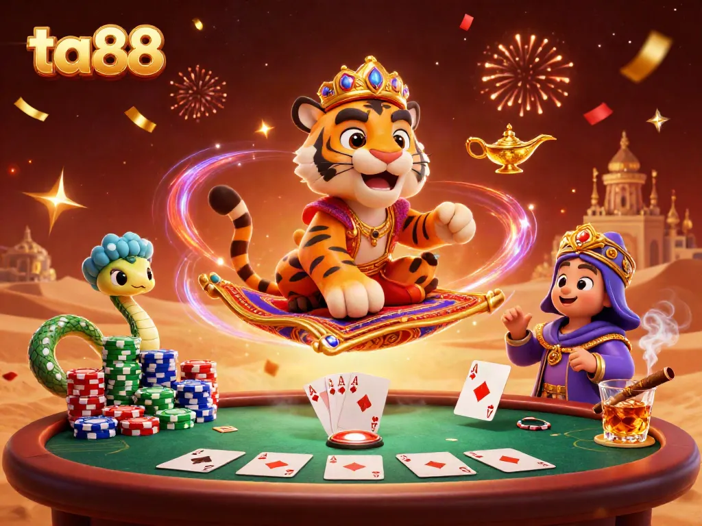Playing at ta88's vibrant casino, enjoy poker action with dynamic characters and themes.