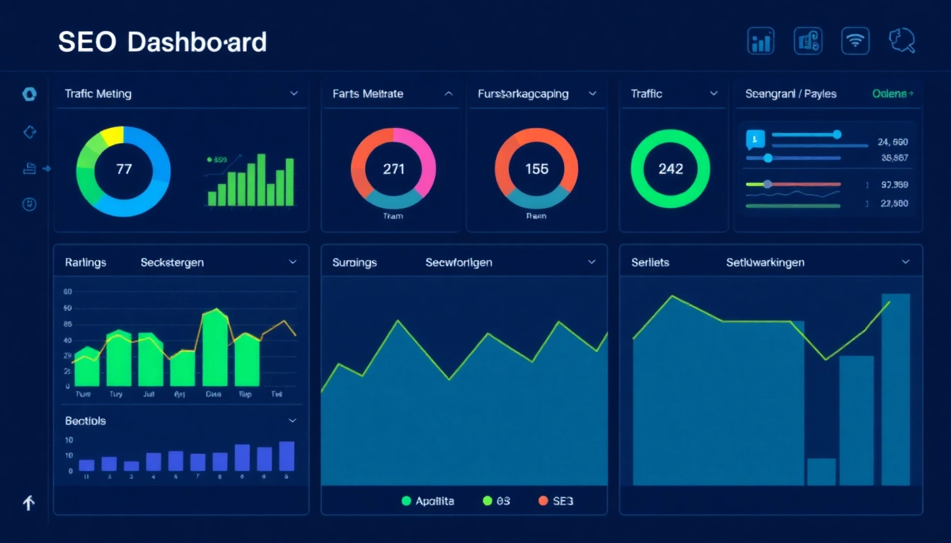 Dashboard zur Analyse von SEO-Ranking-Daten mit Grafiken und Metriken für Nutzerfreundlichkeit optimiert.