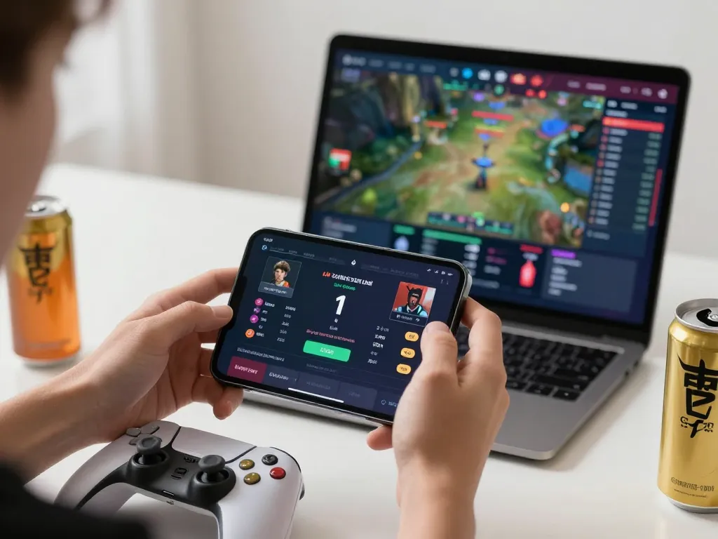 Engaging esports betting scene with MK8 interface on smartphone, capturing strategic gameplay moments.