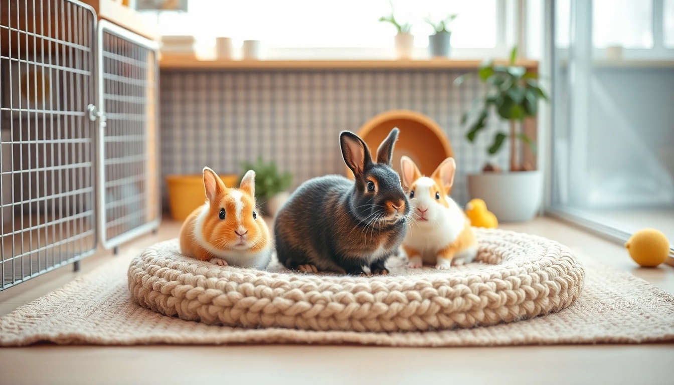 Hanfmatte in einem gemütlichen kleinen Tiergehege mit glücklichen Tieren.