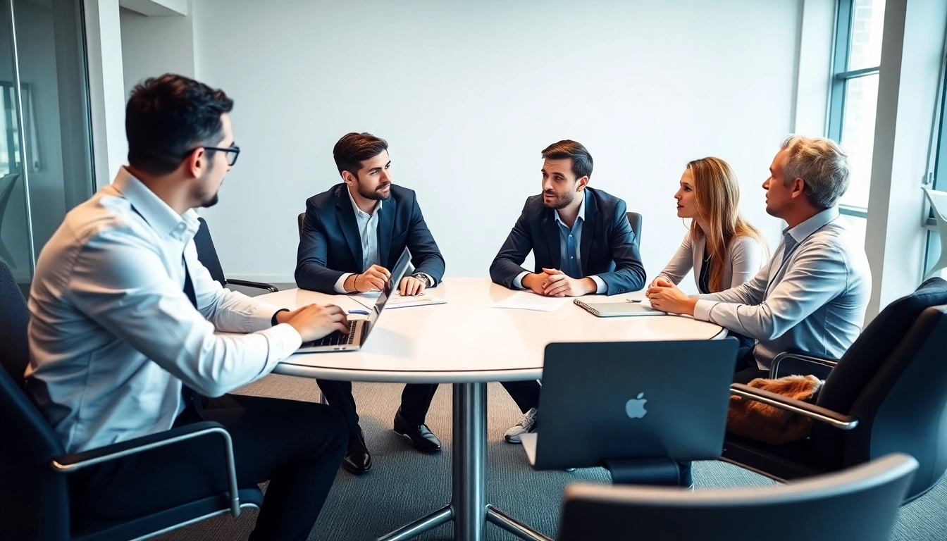 Consultants engaging in Unternehmensberatung with strategic focus in a modern office environment.