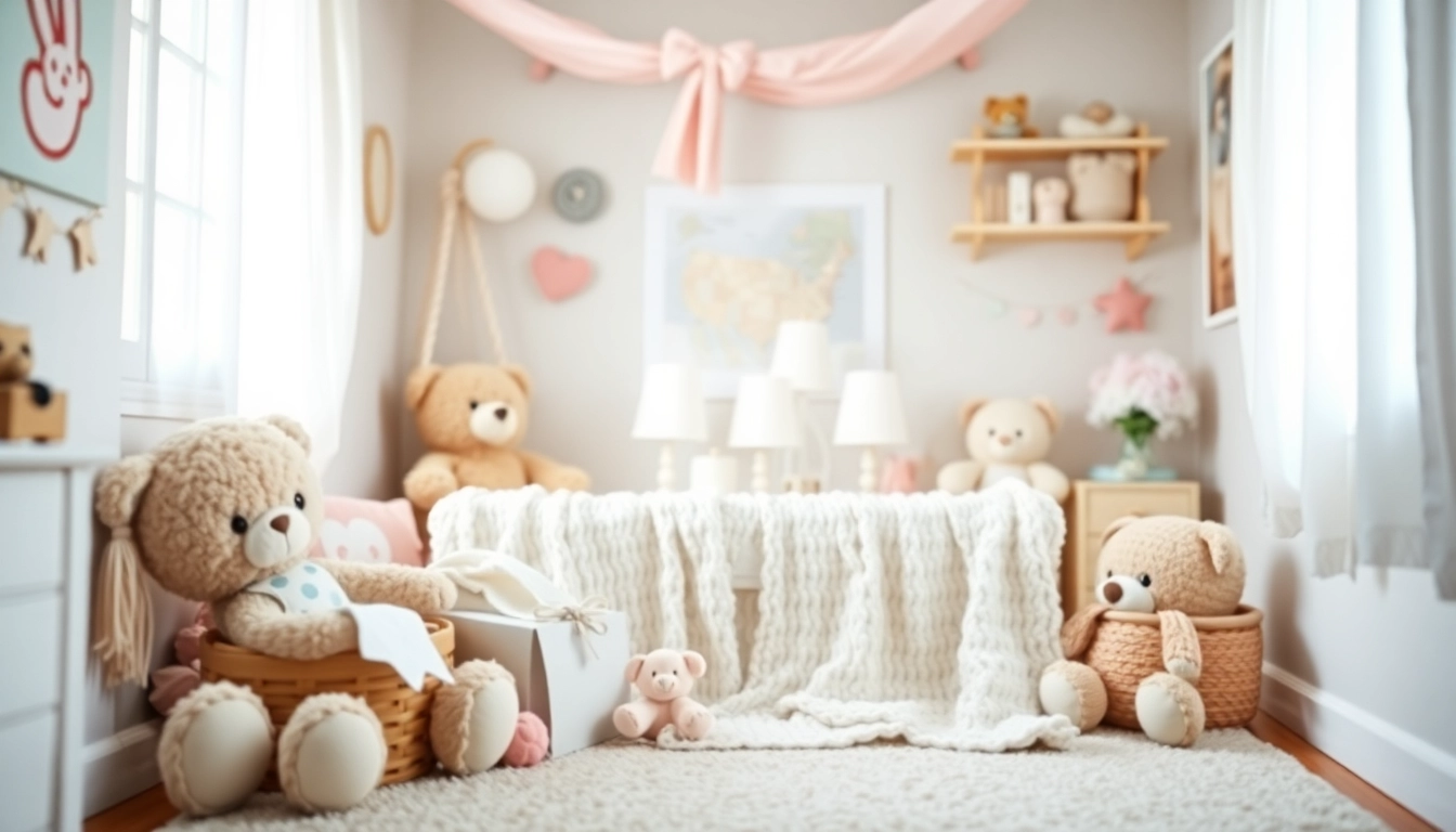 Originelle Geschenkideen zur Geburt in einem liebevoll dekorierten Kinderzimmer.