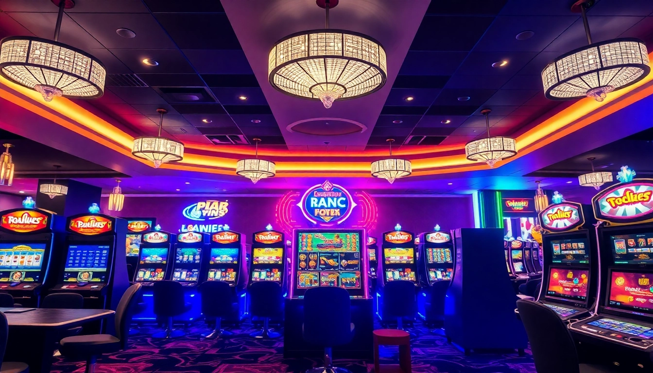 Gewinne mit Casino Bonus bei aufregenden Spielautomaten in einer einladenden Casino-Umgebung.