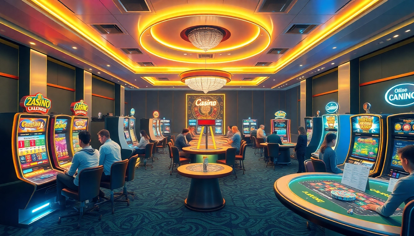 Erleben Sie die aufregende Welt des Online Casino Schweiz mit lebhaften Spielautomaten und fröhlichen Spielern.