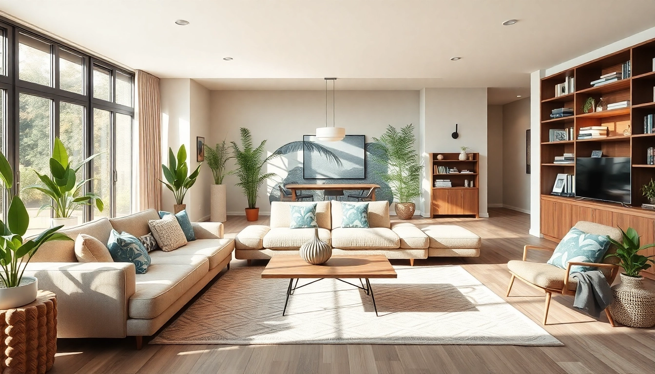Entdecken Sie Raumgestaltung in einem einladenden, lichtdurchfluteten Wohnzimmer mit modernen Akzenten.