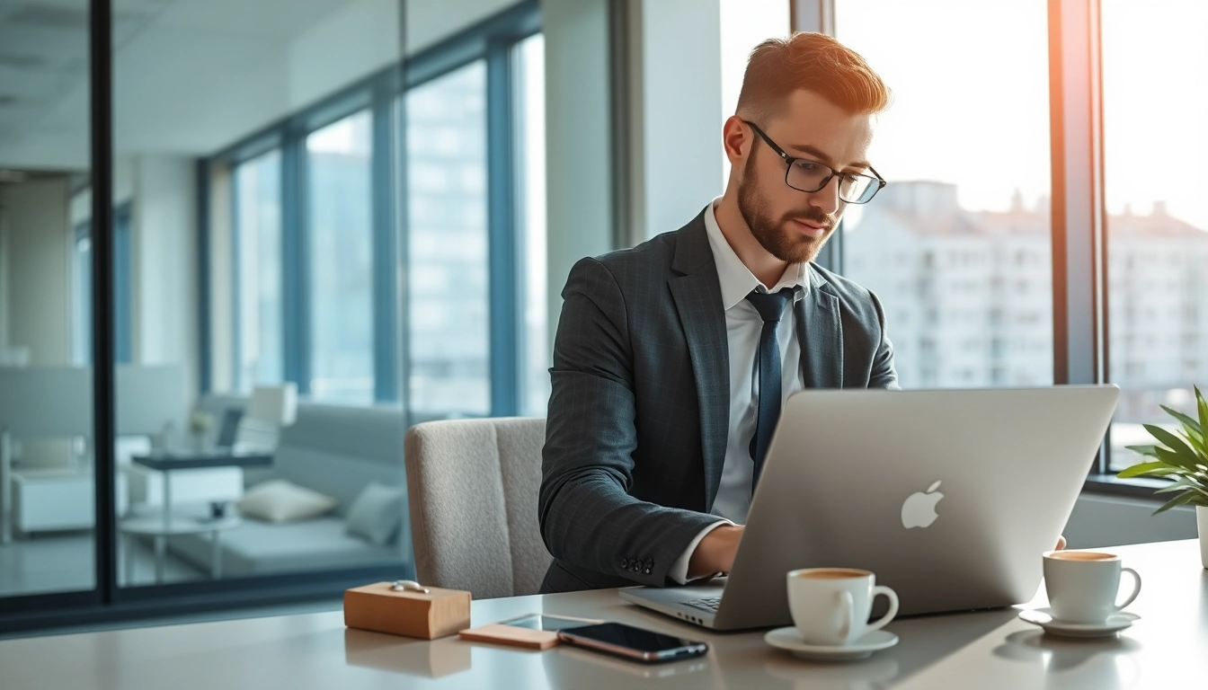 Headhunter Dresden: Professioneller Headhunter bei der Arbeit am Laptop, um Bewerberprofile auszuwerten.