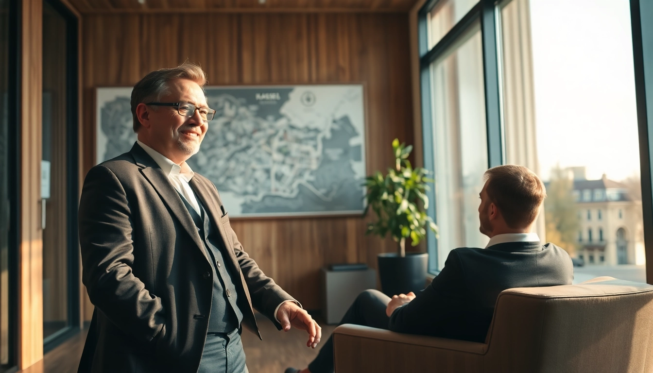 Headhunter Kassel berät einen Kandidaten in einem modernen Büro.