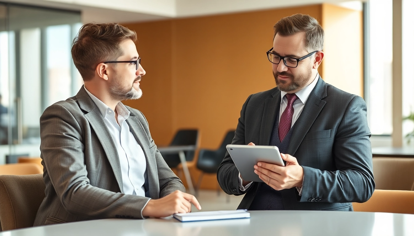 Headhunter Braunschweig im Gespräch mit einem Kunden in einem modernen Büro.