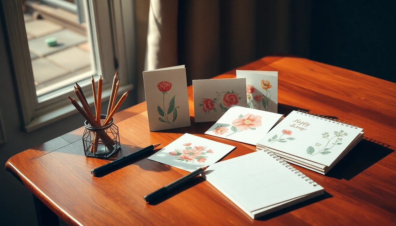 Erstellen Sie einzigartige personalisierbare Karten mit kreativen Designs und warmem Licht.