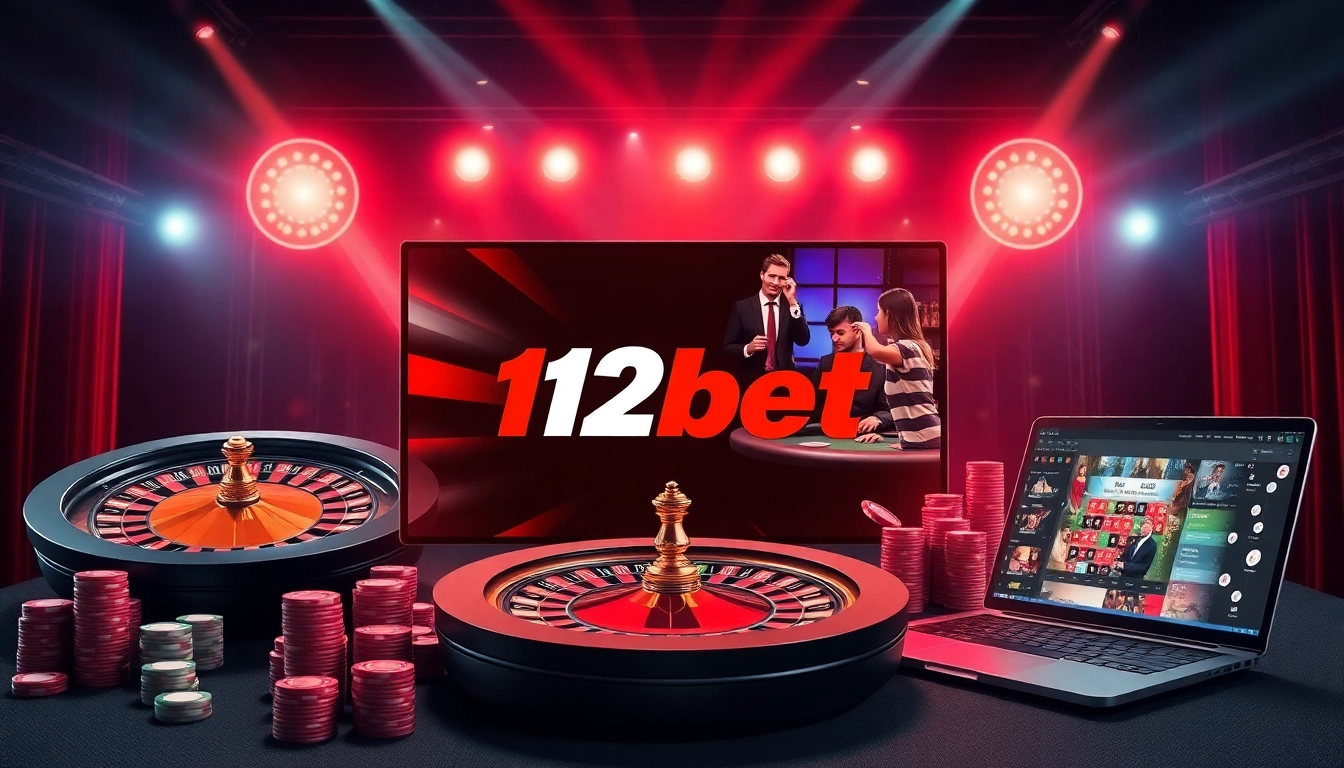 Gamblers enjoying the excitement of link 12bet with poker chips and a roulette wheel.