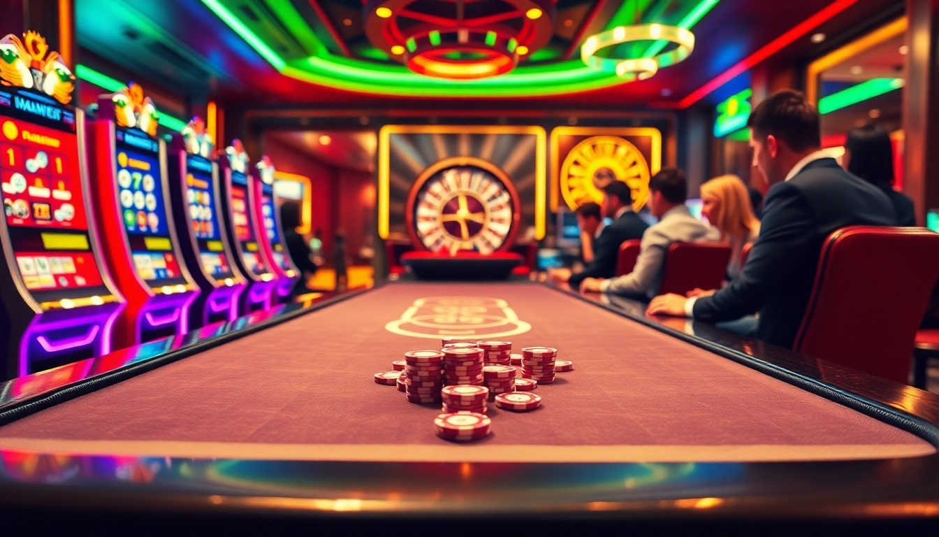 Players engaging in exciting games at the 88i casino, showcasing vibrant tables and slot machines.