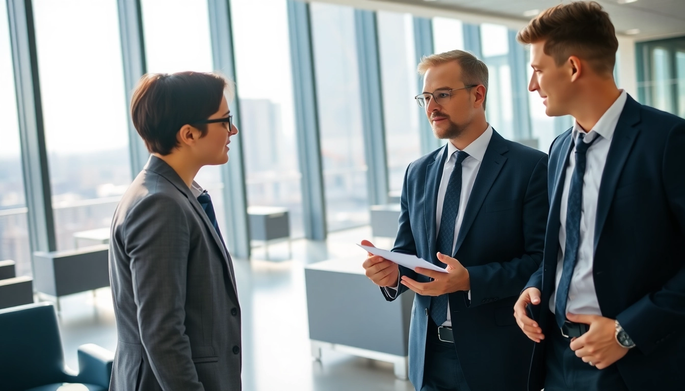 Headhunter Ingenieure diskutiert mit Ingenieur im modernen Büro.