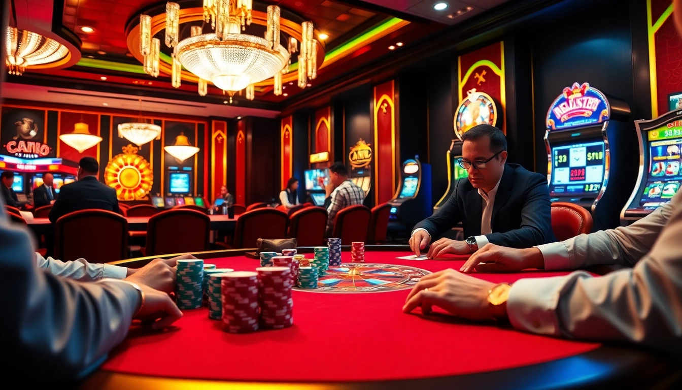 Players competing at high-stakes poker in a luxurious setting at CM88 nhà cái casino.