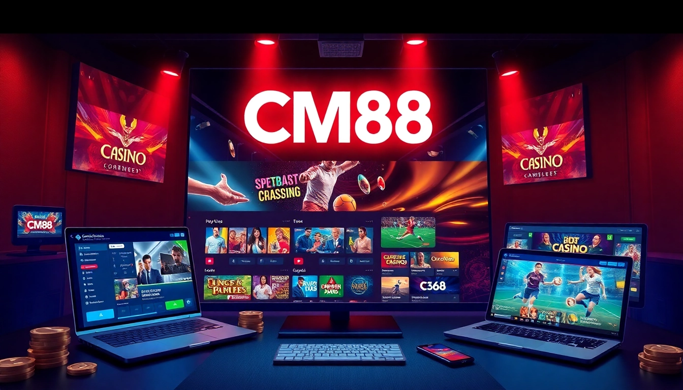 CM88 online gambling platform interface with vibrant gaming options displayed
