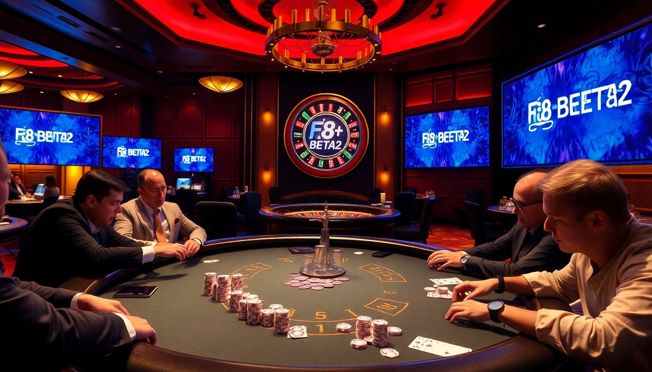 Experience high-stakes poker action at F8BETA2's luxurious casino environment.
