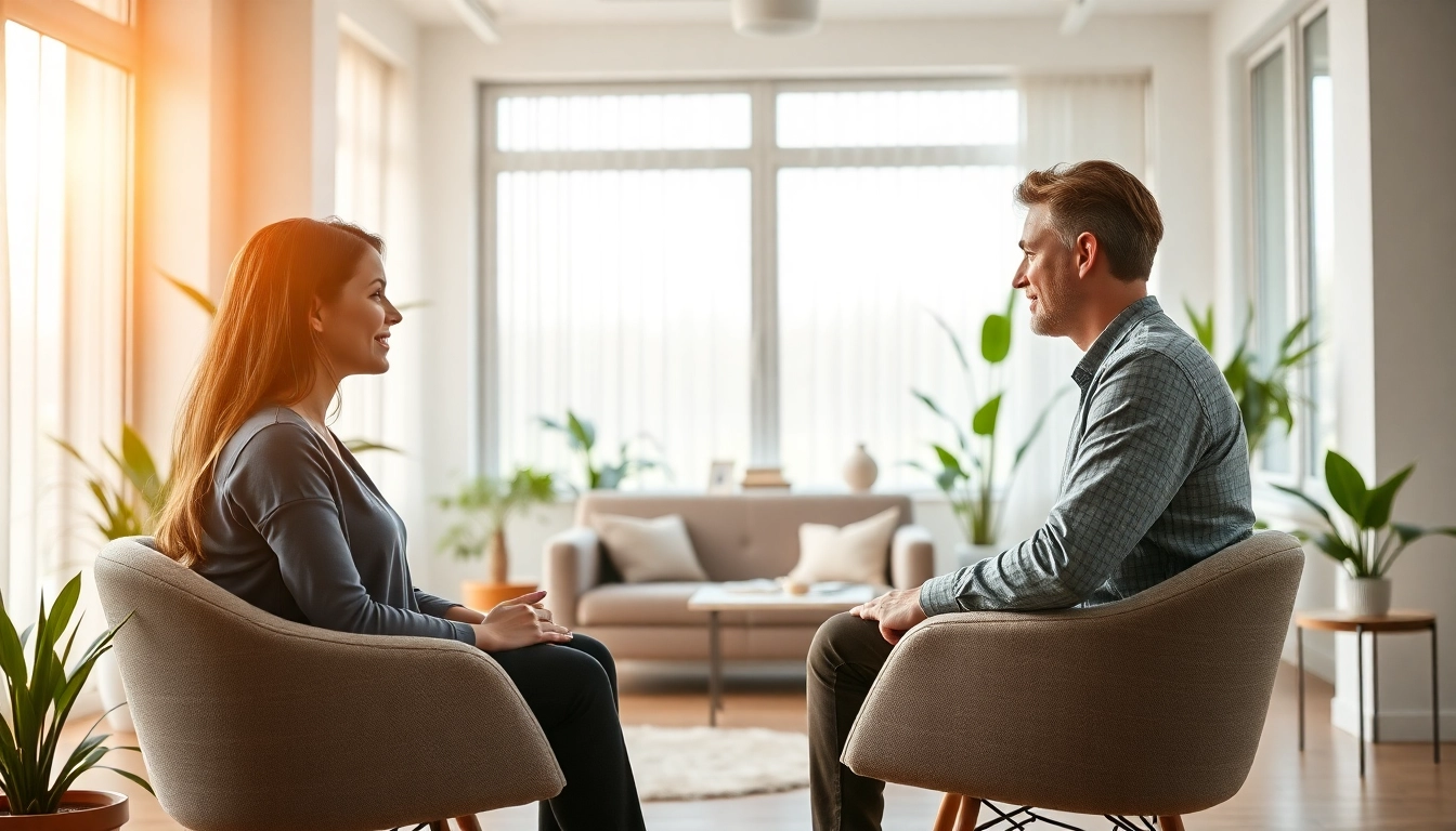 Enhancing emotional wellbeing through a professional therapy session in a calming environment.