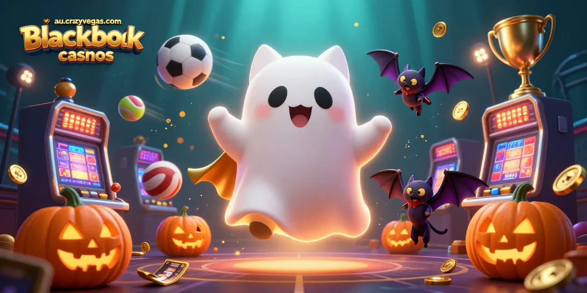 Play at au.crazyvegas.com blackjack casinos with a friendly ghost cat and bat in a magical casino scene.